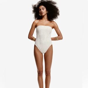 NWT Strapless Cream Lace Swimsuit